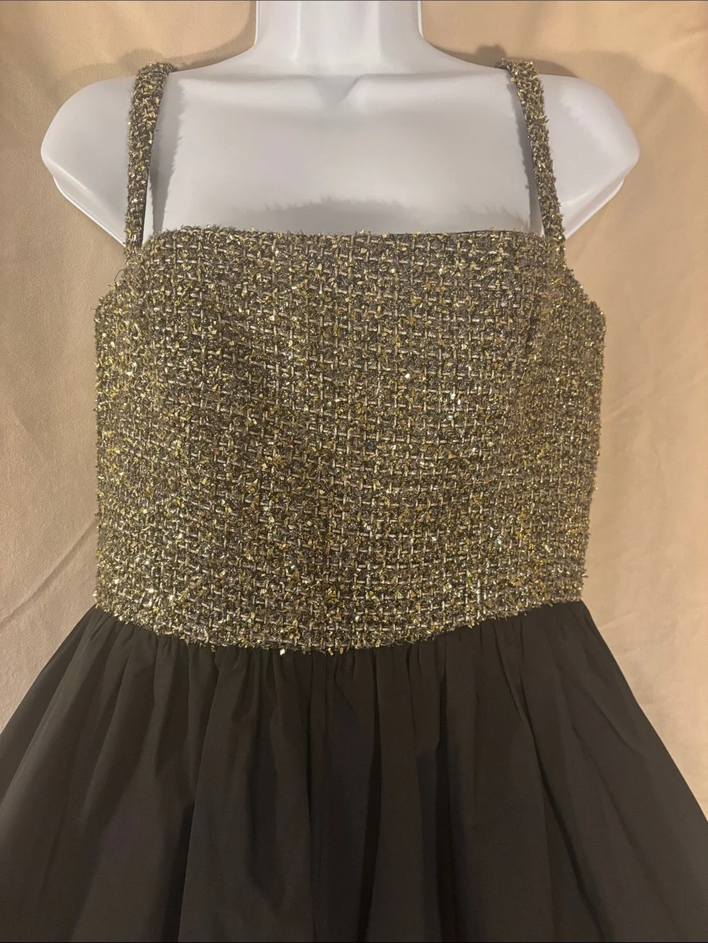 Amanda Uprichard Christine Black & Gold Mini Bubble Skirt